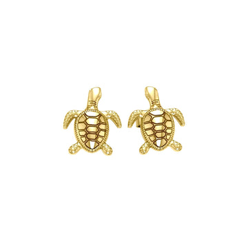 14 Karat Gold Turtle Post Earrings GJE206 - Jewelry